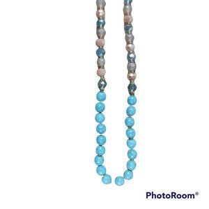 long turquoise (etc) beaded necklace EUC